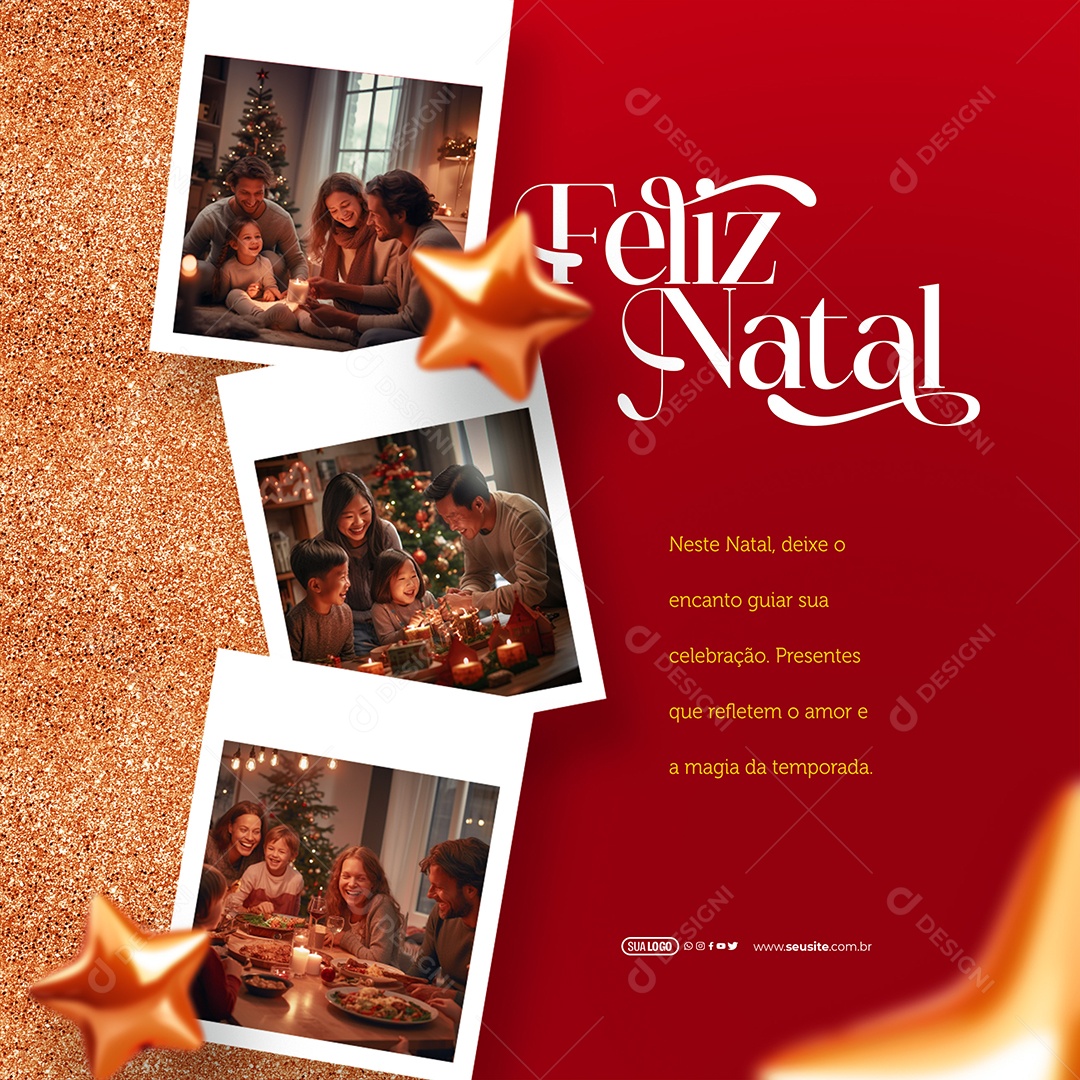 Feliz Natal Deixe o Encanto Guiar sua Celebração Social Media PSD Editável