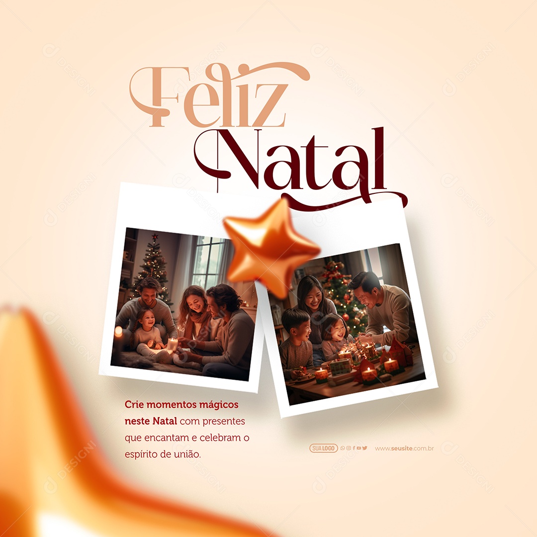 Feliz Natal Crie Momentos Mágicos com Presentes que Encantam e Celebrem o Espírito de União Social Media PSD Editável