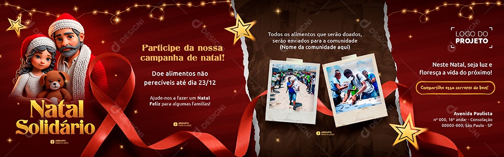 Carrossel Natal Solidário Participe da nossa Campanha Doe Alimentos não Perecíveis Social Media PSD Editável