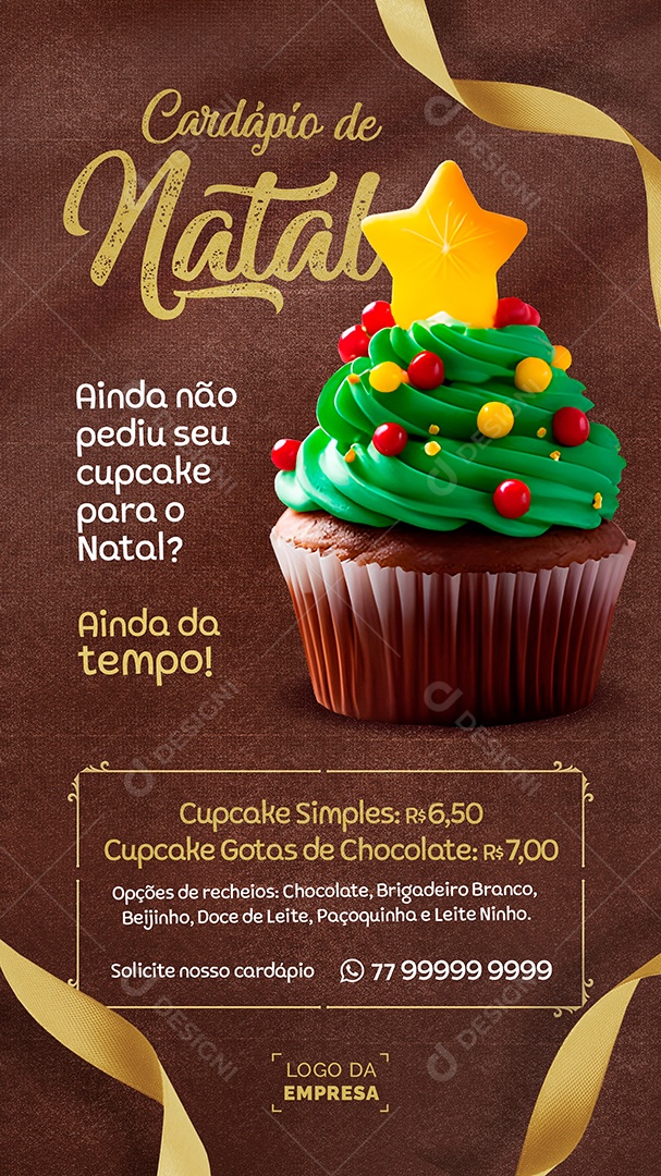 Cardápio de Natal Ainda não Pediu seu Cupcake Ainda da Tempo Social Media PSD Editável
