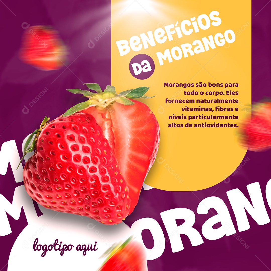 Social Media Benefícios Do Morango PSD Editável