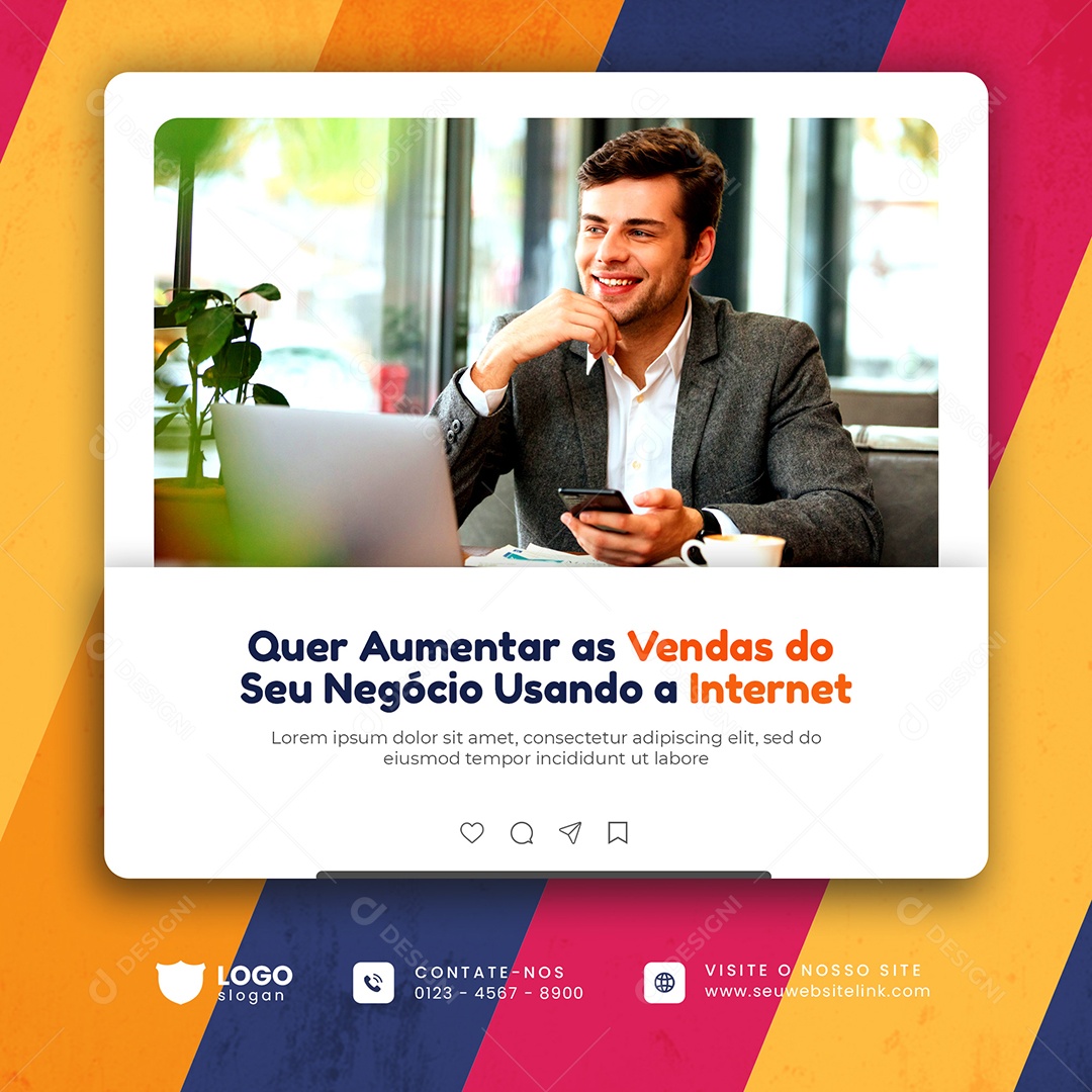 Aumentar as Vendas Usando Internet Marketing Social Media PSD Editável