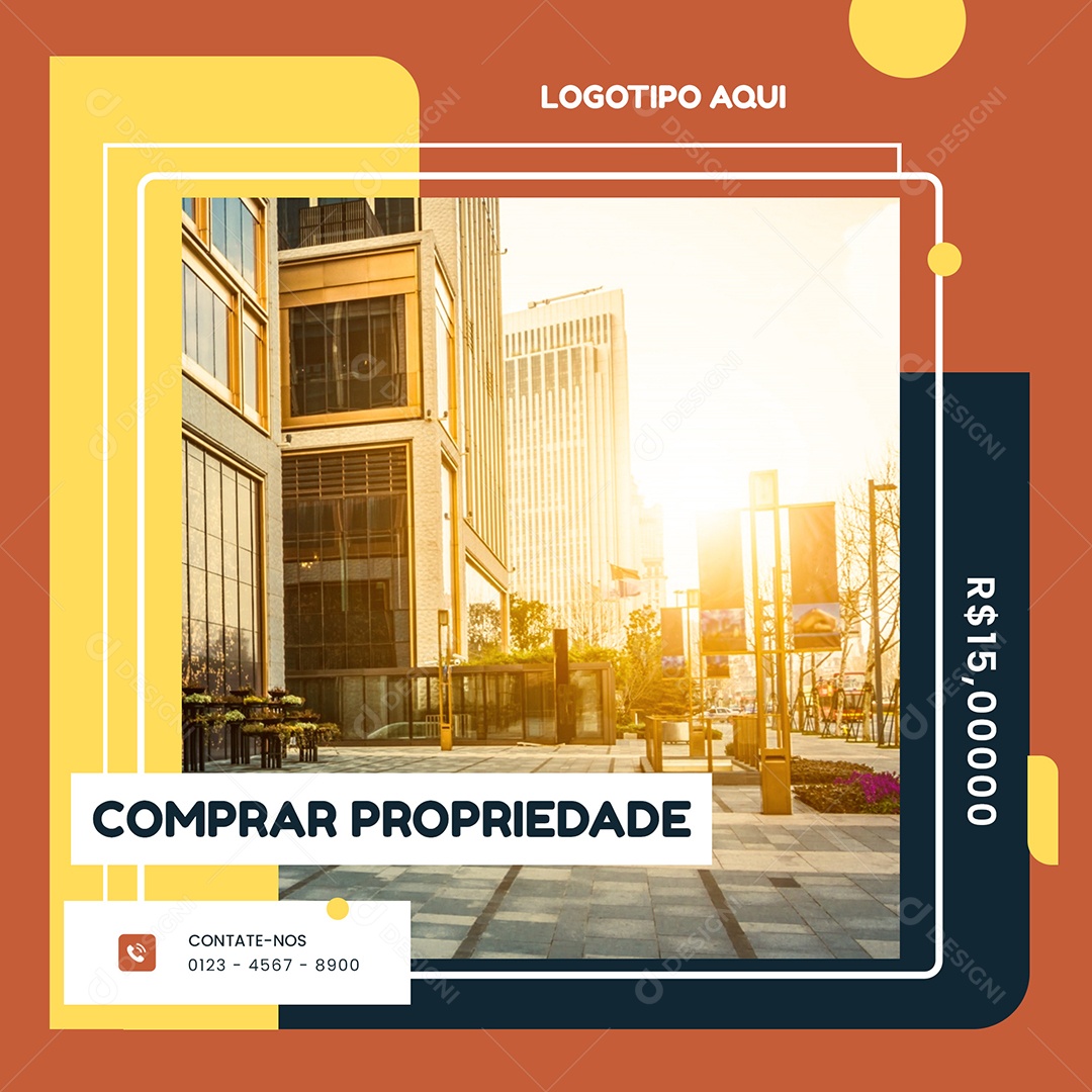 Social Media Comprar Propriedade Imobiliária PSD Editável