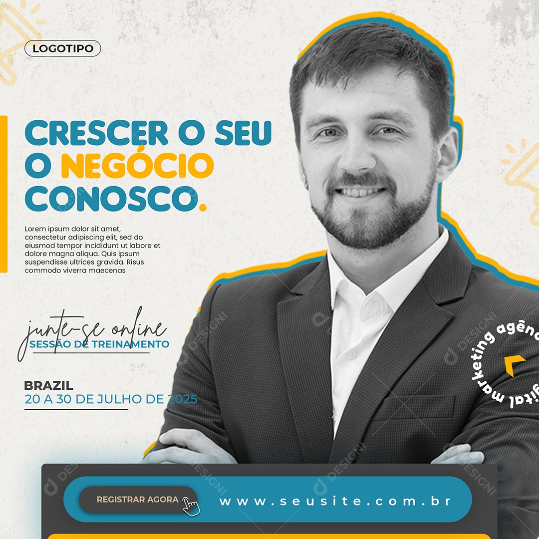 Social Media Crescer o Seu Negócio Conosco Marketing PSD Editável