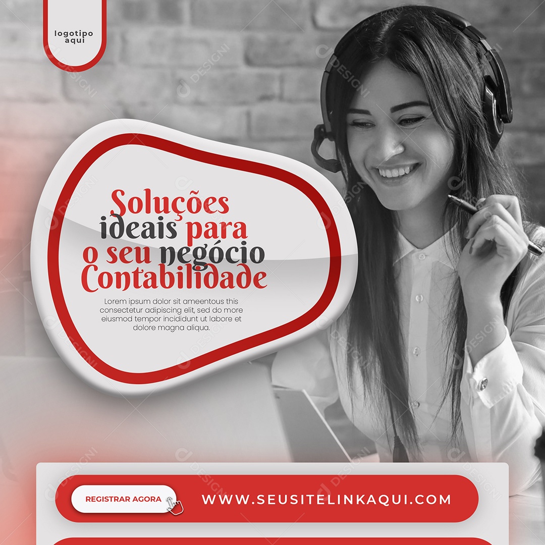 Social Media Soluções Para o Seu Negócio Contabilidade PSD Editável