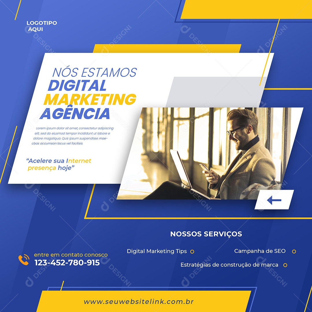 Social Media Nós Estamos Marketing Digital Acelere Sua Internet PSD Editável