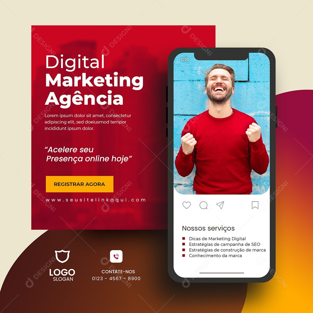 Social Media Digital Marketing Agência Presença Online PSD Editável