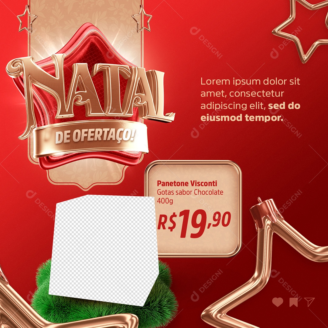 Social Media Natal De Ofertaço Supermercado Panettone Visconti PSD Editável