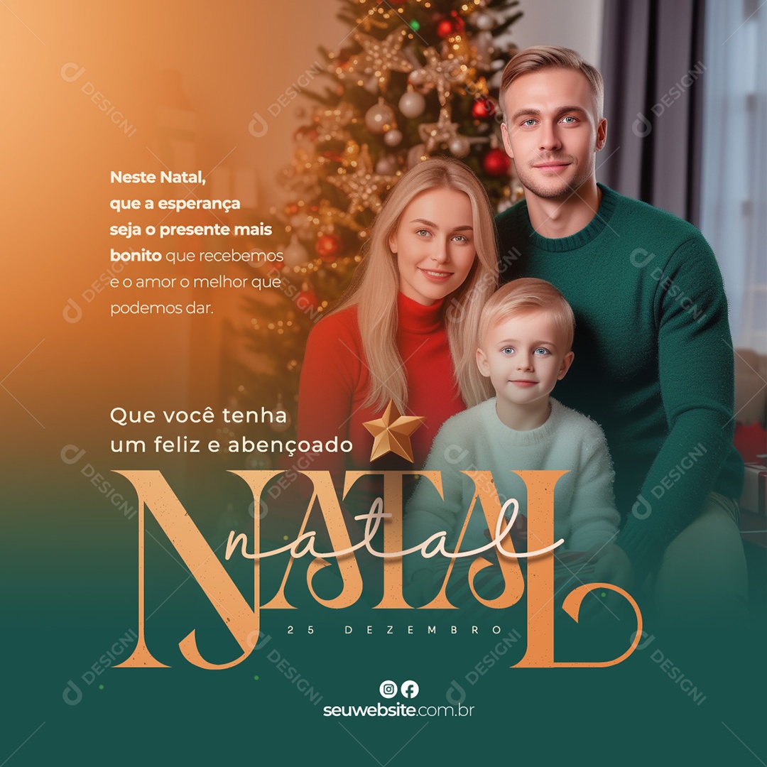 Feliz Natal Tenha Um Feliz e Abençoado Natal Social Media PSD Editável