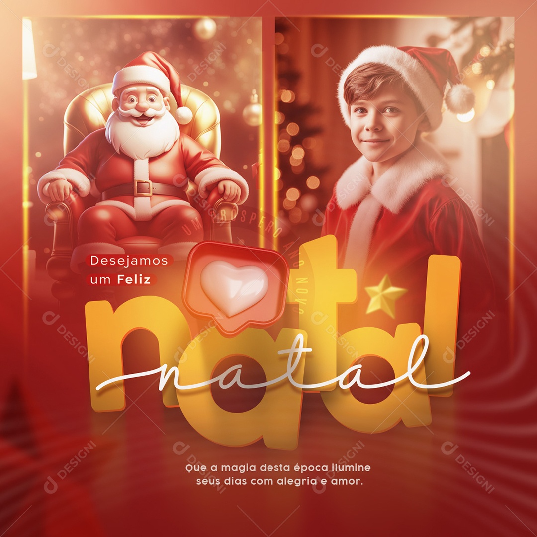 Social Media Desejamos um Feliz Natal Alegria e Amor PSD Editável