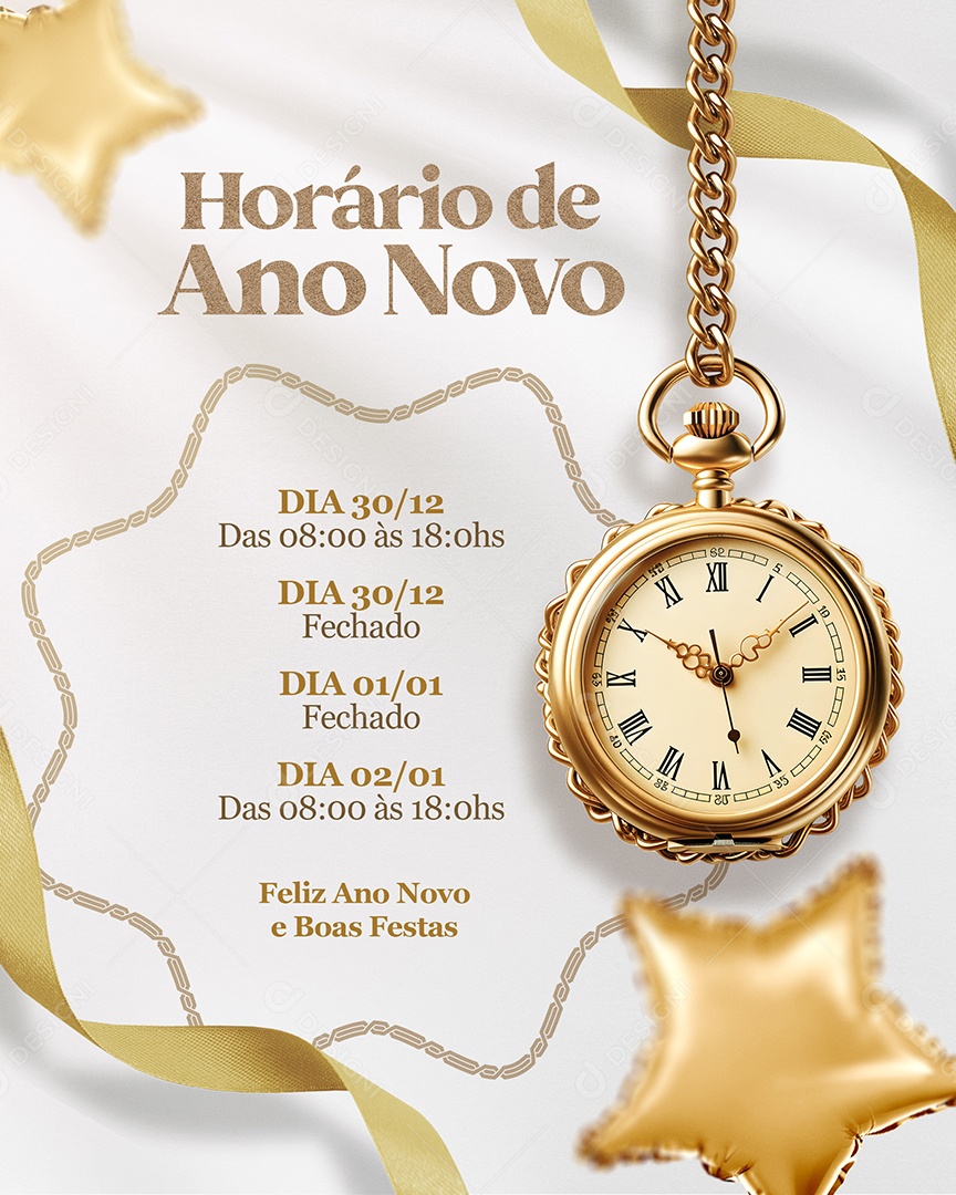 Horário de Ano Novo Boas Festas Social Media PSD Editável