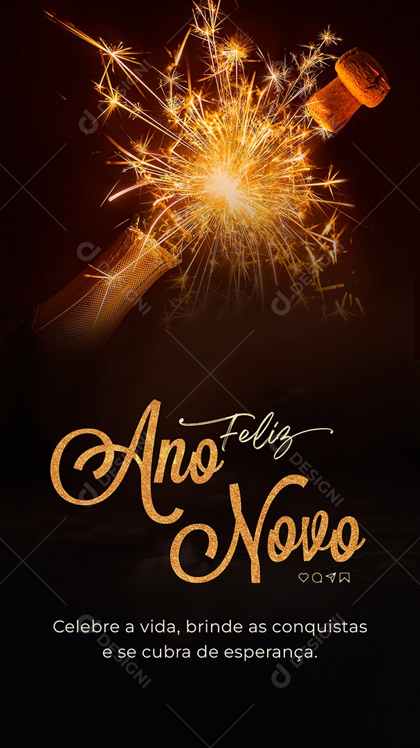 Feed Feliz Ano Novo Celebra a Vida Brinde as Conquistas e se Cubra de Esperança Social Media PSD Editável