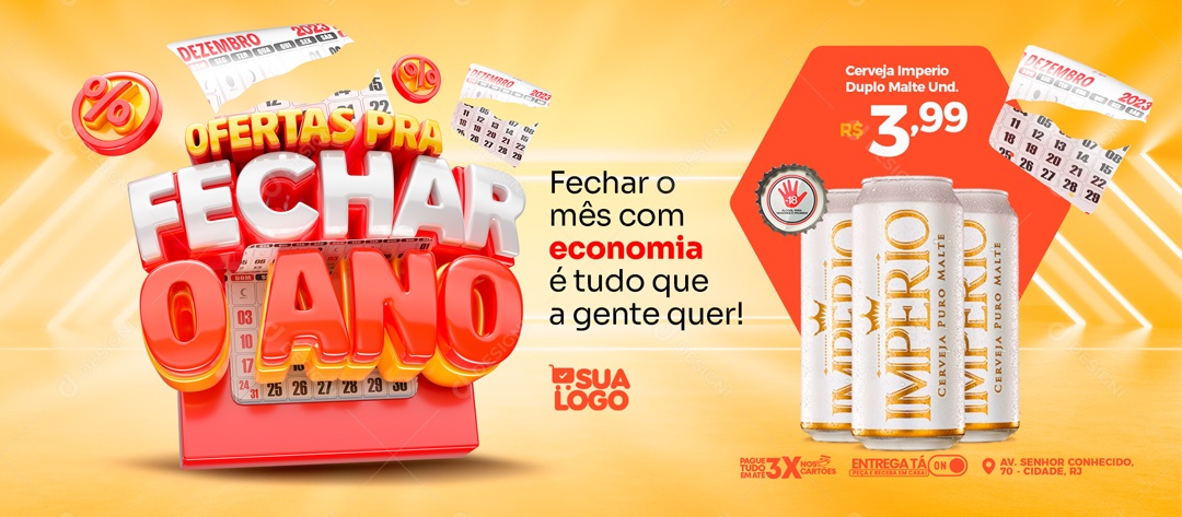 Social Media Banner Ofertas Pra Fechar o Ano Distribuidora PSD Editável