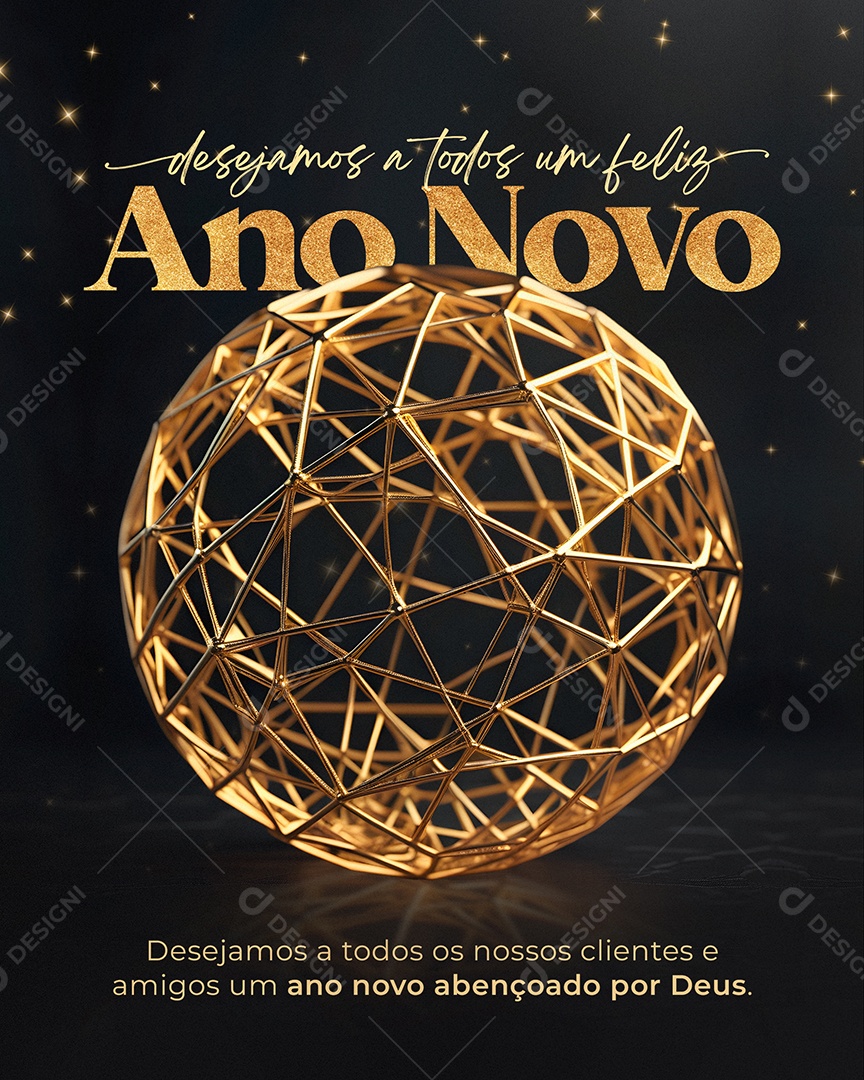 Desejamos a todos um Feliz Ano Novo ao nossos Clientes e Amigos Social Media PSD Editável