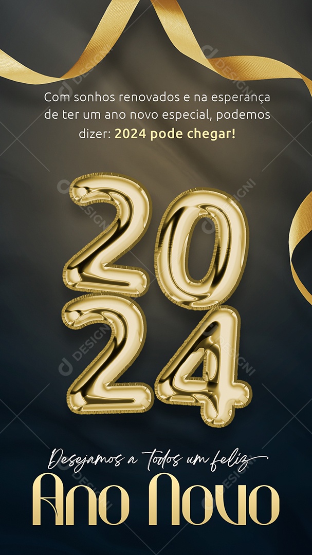 Desejamos a Todos Um Feliz Ano Novo 2024 Pode Chegar Social Media PSD Editável