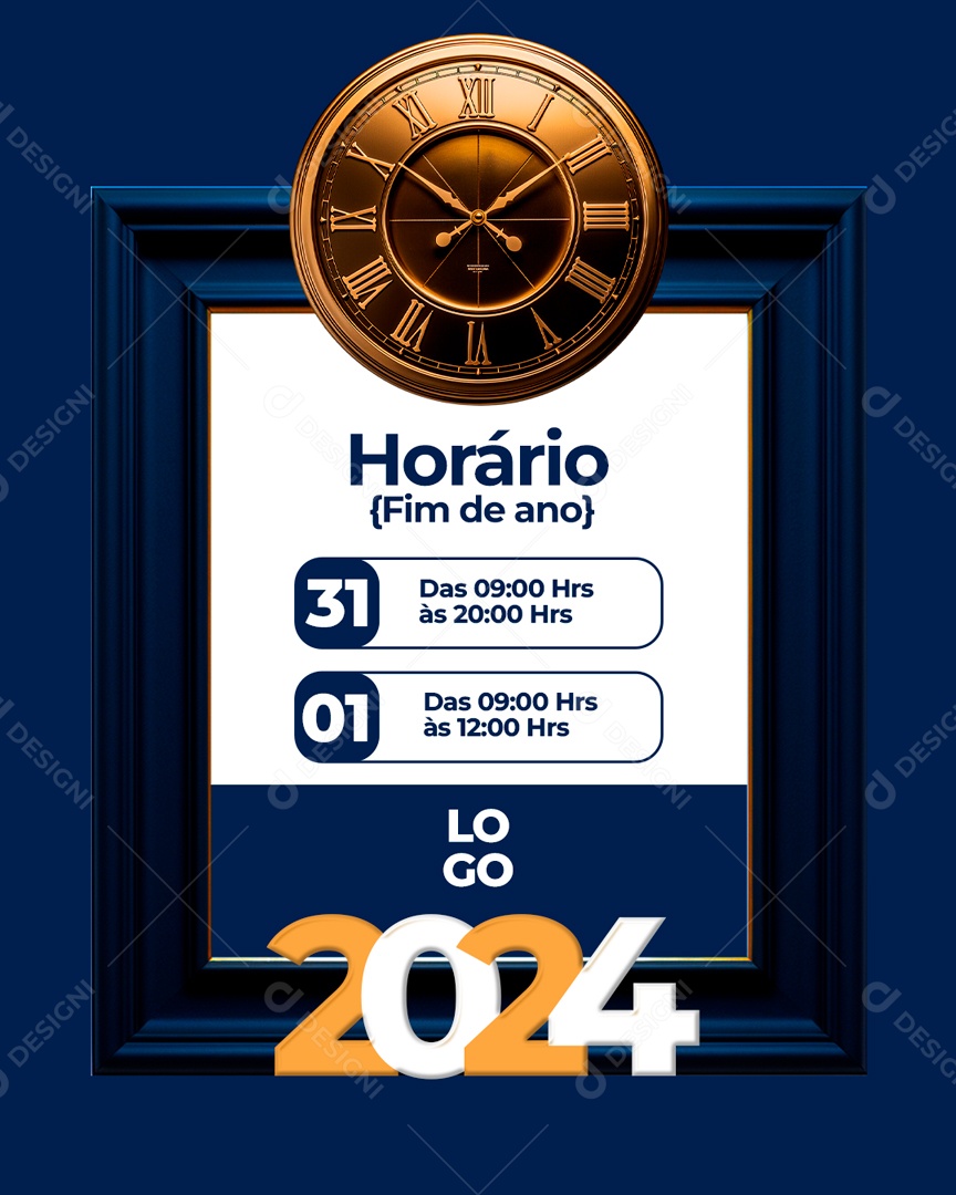 Social Media Horário Fim De Ano 2024 PSD Editável