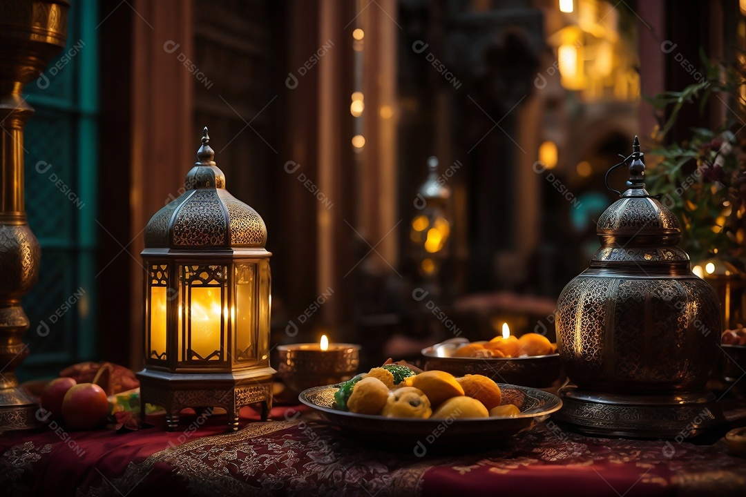 Ilustração de celebração do Ramadã para mídias sociais