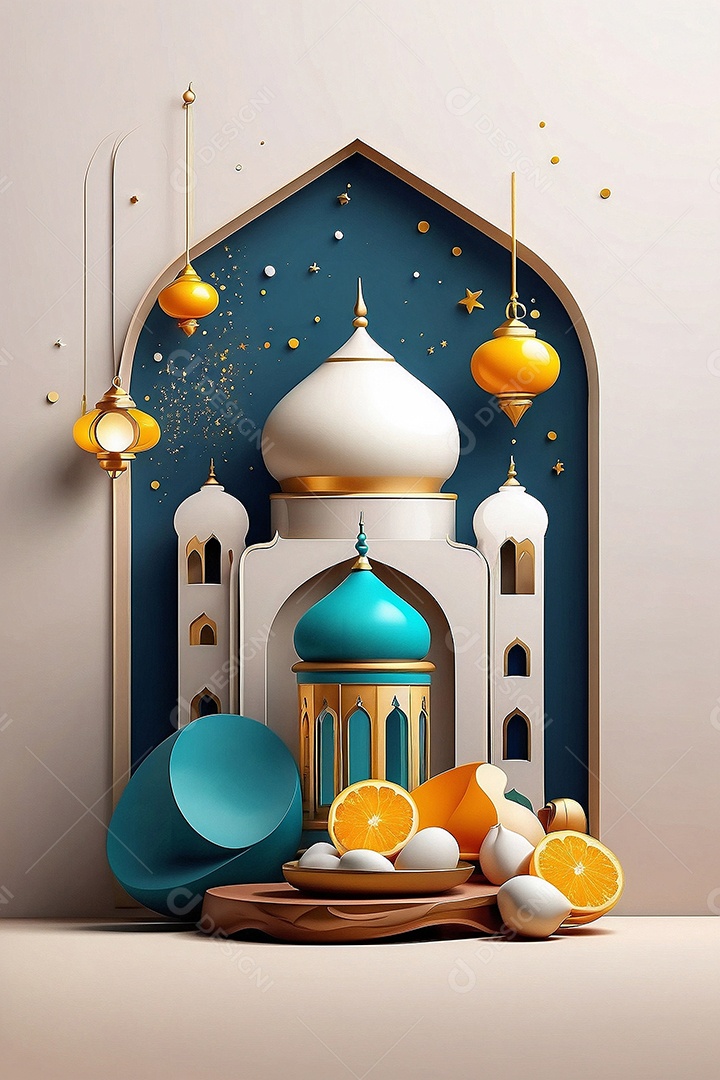 Ilustração de celebração do Ramadã para mídias sociais
