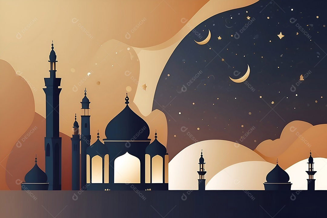 Ilustração de celebração do Ramadã para mídias sociais