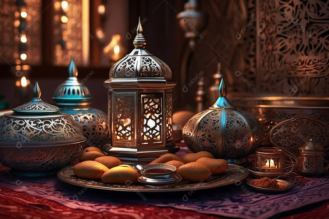 Ilustração de celebração do Ramadã para mídias sociais