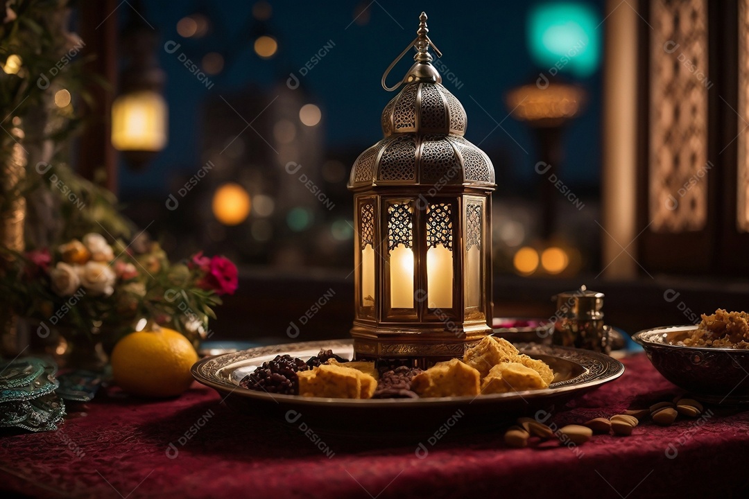 Ilustração de celebração do Ramadã para mídias sociais