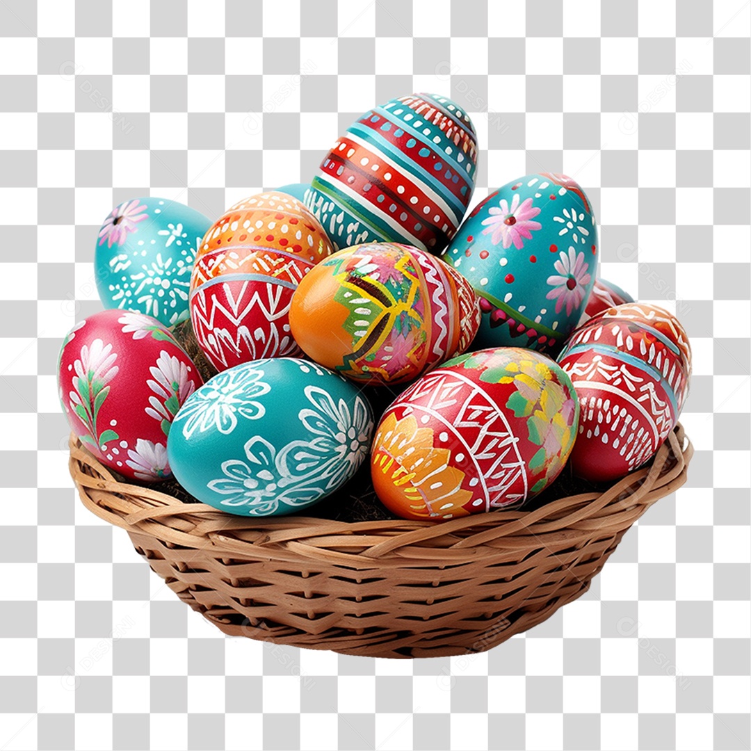 Transparent PNG Colored Easter Egg Basket