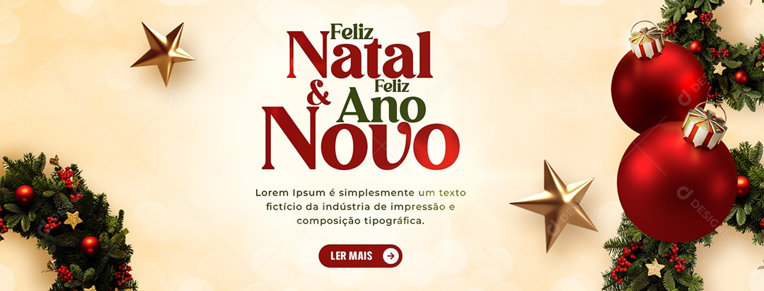 Banner Feliz Natal 25 de Dezembro e Ano Novo 1 de Janeiro Social Media PSD Editável