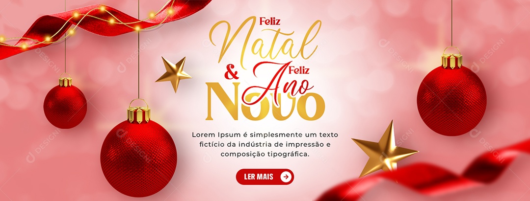 Banner Social Media Feliz Natal e Ano Novo PSD Editável