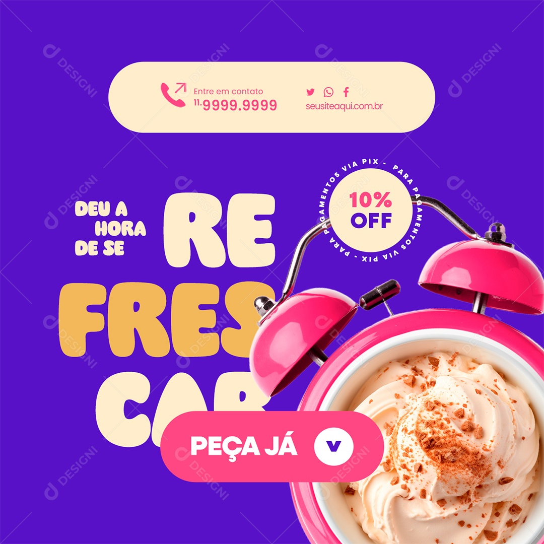 Sorveteria Deu a Hora de Se Refrescar Peça Já Via Pix 10% Off Social Media PSD Editável