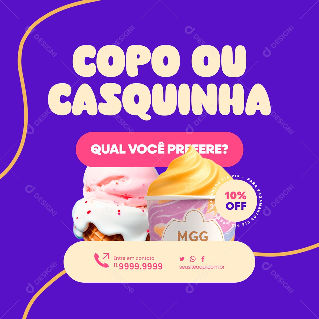 Sorveteria Sorvete Copo ou Casquinha Qual Você Prefere Social Media PSD Editável