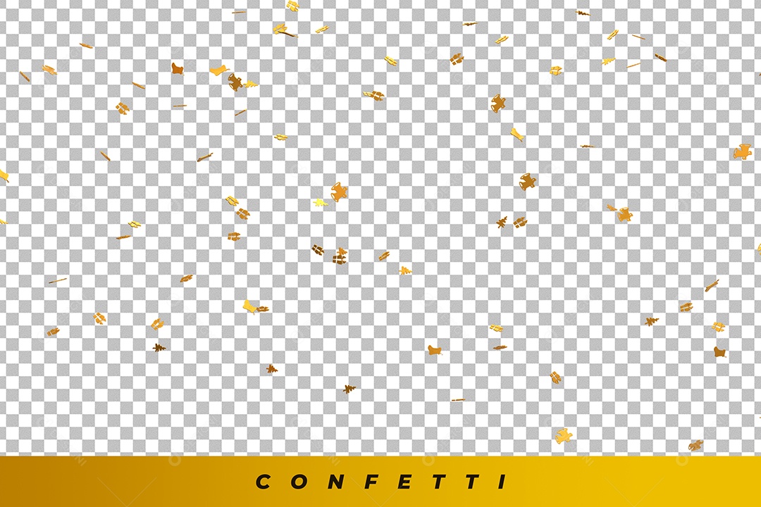 Elemento 3D Confete Dourado Feliz Natal Para Composição PSD
