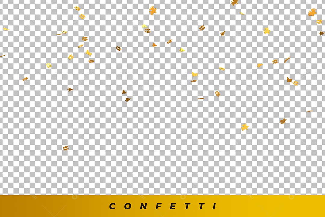 Elemento 3D Confete Dourado Feliz Natal Para Composição PSD