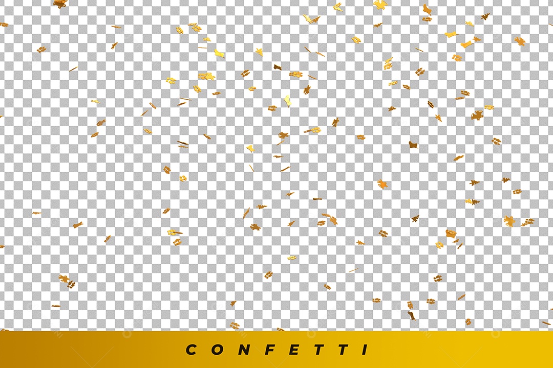 Elemento 3D Confete Dourado Feliz Natal Para Composição PSD