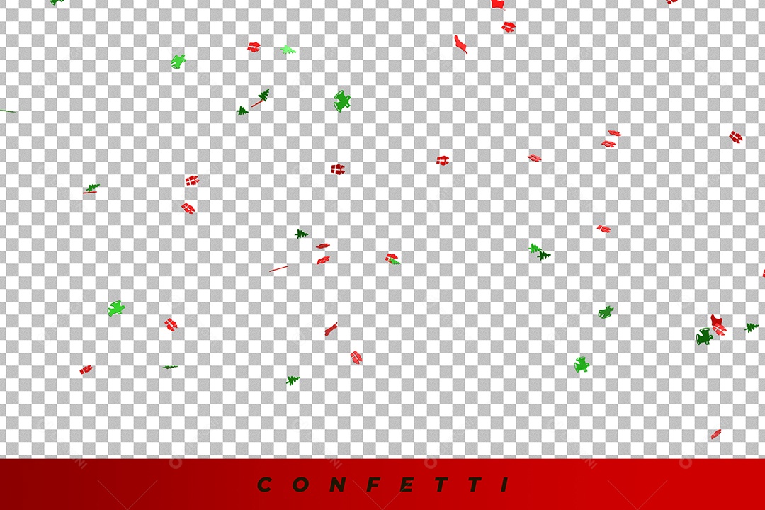 Elemento 3D Confete Verde e Vermelho Feliz Natal Para Composição PSD