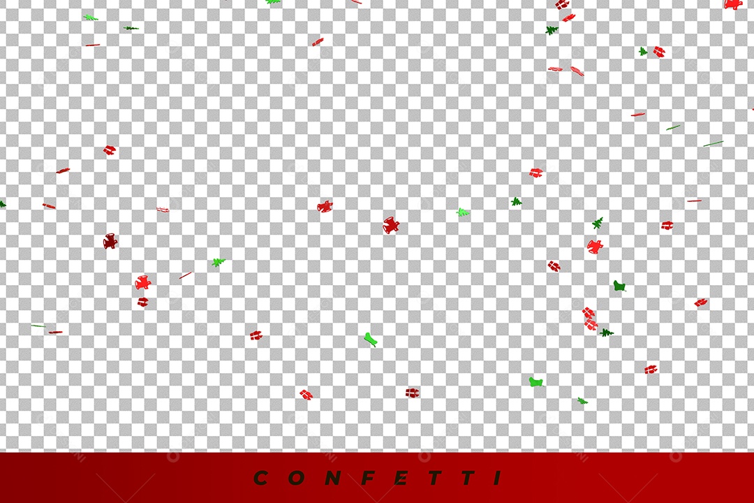 Elemento 3D Confete Verde e Vermelho Feliz Natal Para Composição PSD