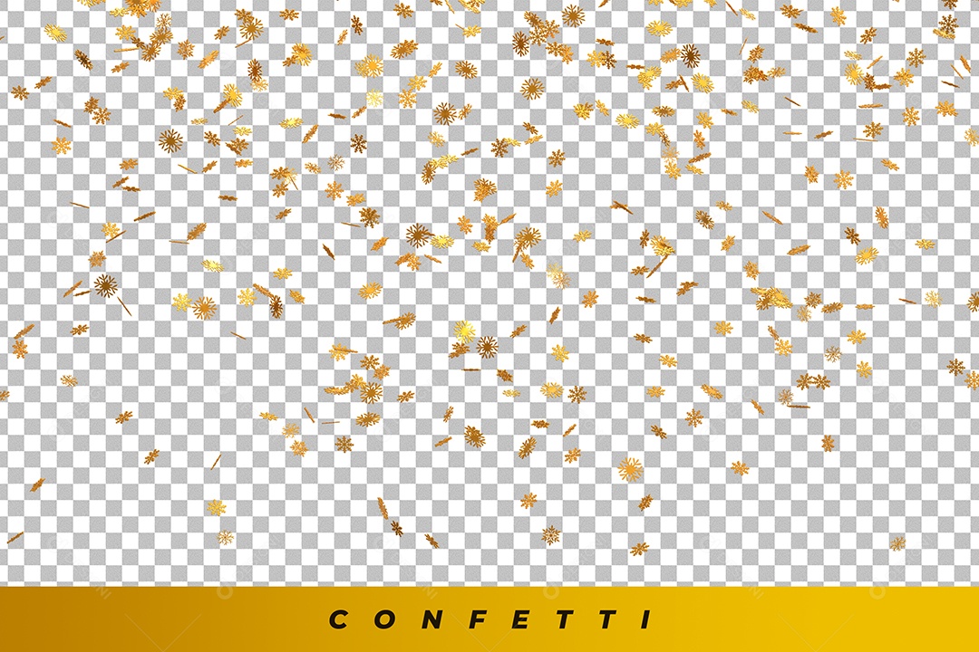Elemento 3D Confete Dourado Feliz Natal Para Composição PSD
