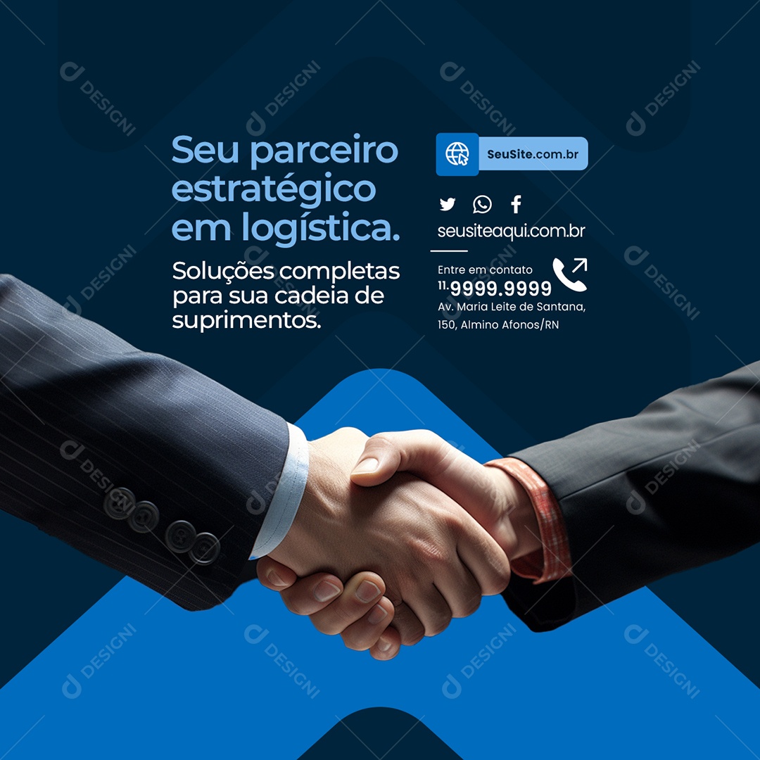 Transportadora Seu Parceiro Estratégico em Logística Soluções Completas Social Media PSD Editável