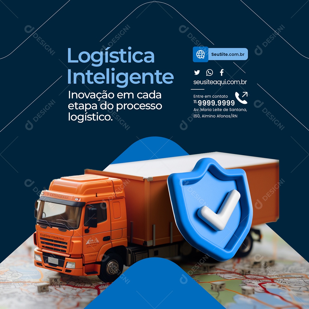 Transportadora Logística Inteligente Inovação em Cada Etapa do Processo Logístico Social Media PSD Editável