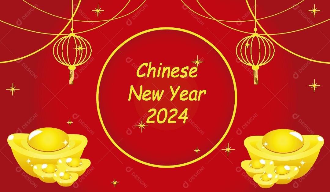 Feliz Ano Novo Chinês 2024 Ilustrações Vetor EPS