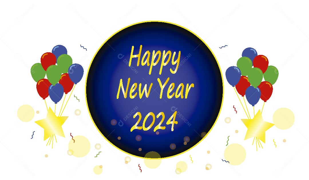 Feliz Ano Novo 2024 Ilustração Vetor EPS