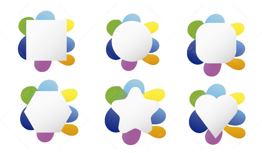 Conjunto de Molduras Coloridas Ilustração Vetor EPS