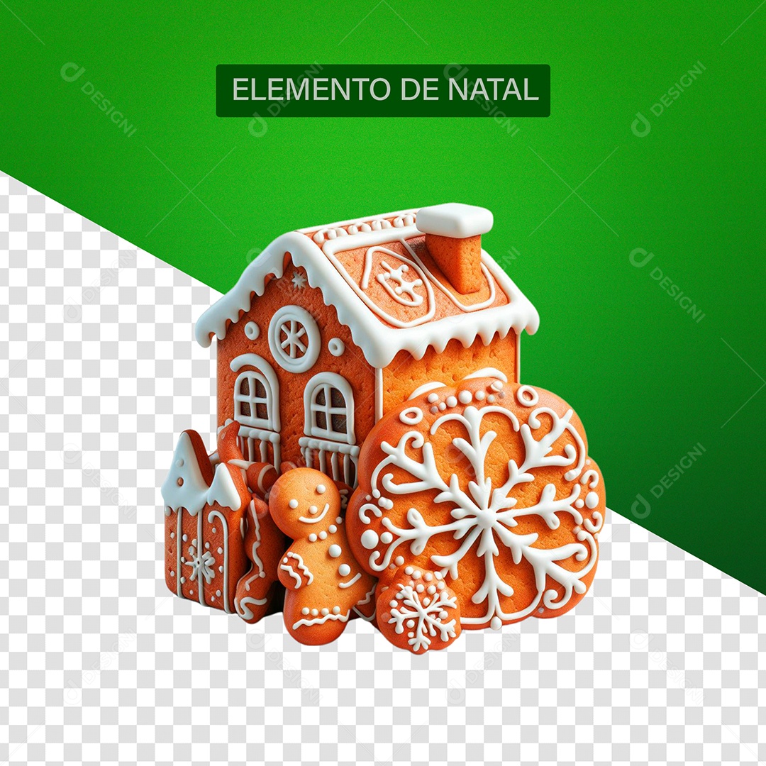 Casinha de Biscoito Elemento 3D para Composição PSD