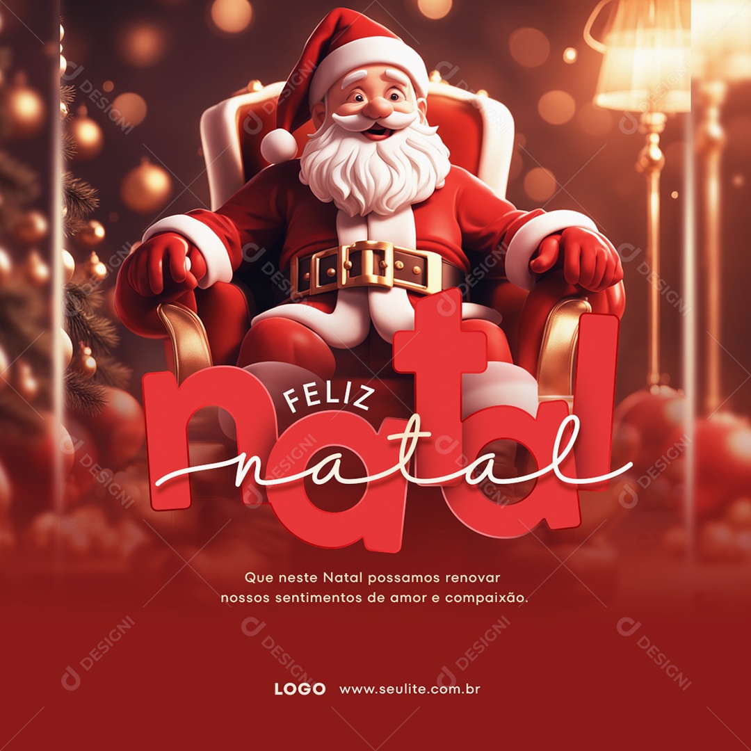 Feliz Natal 25 de Dezembro Que neste Natal Possamos Renovar nossos Sentimentos Social Media PSD Editável