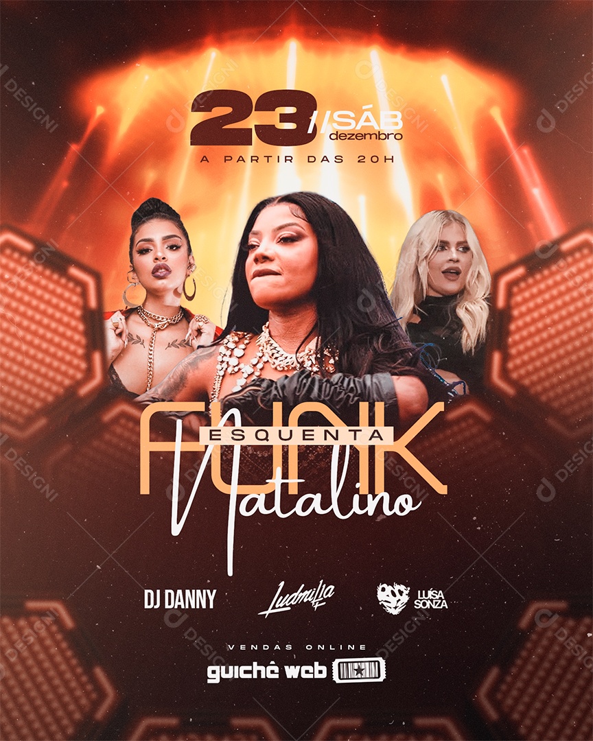 Flyer Natal Funk Esquenta Natalino DJ Danny Ludmilla Luísa Sonza Social Media PSD Editável