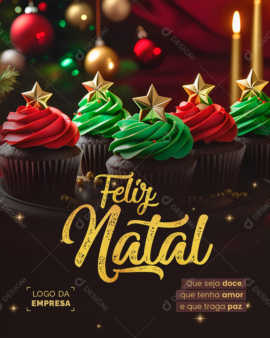 Feliz Natal que Seja Doce que Tenha Amor e que Traga Paz Social Media PSD Editável