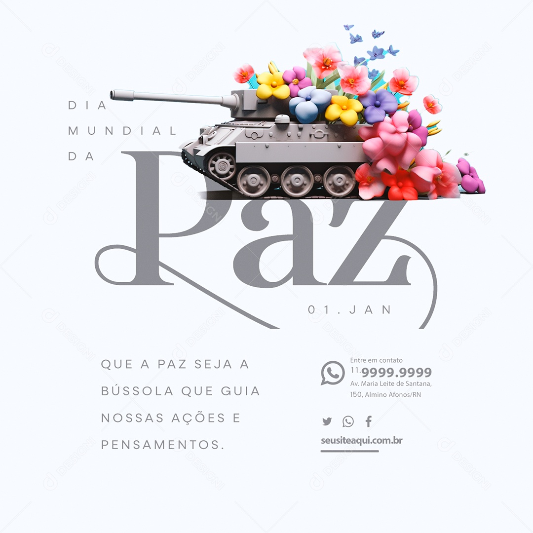 Dia Mundial da Paz 01 de Janeiro Que a Paz Seja a Bússola que Guia nossa Ações e Pensamentos Social Media PSD Editável