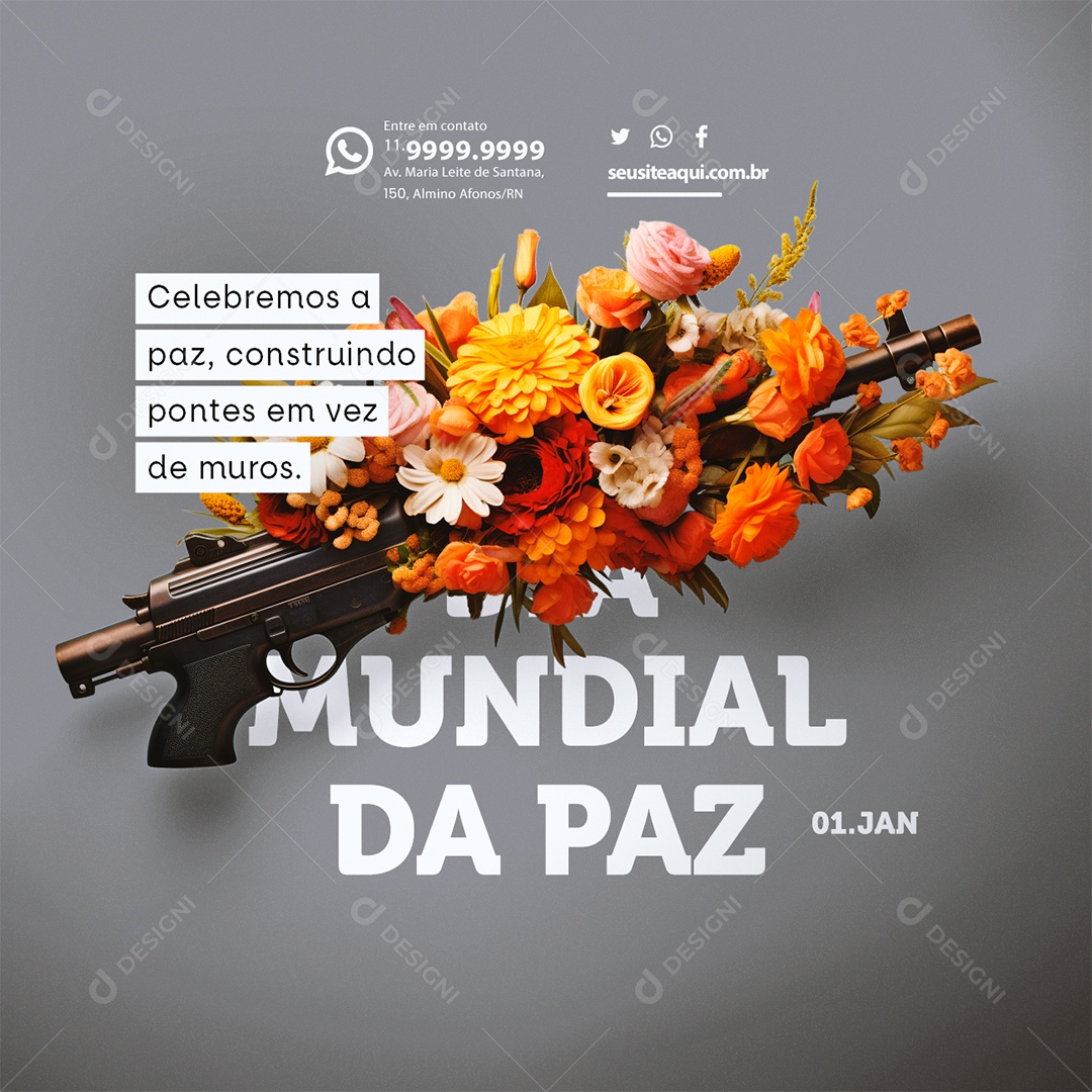 Dia Mundial da Paz Celebremos a Paz Construindo Pontes em Vez de Muros Social Media PSD Editável