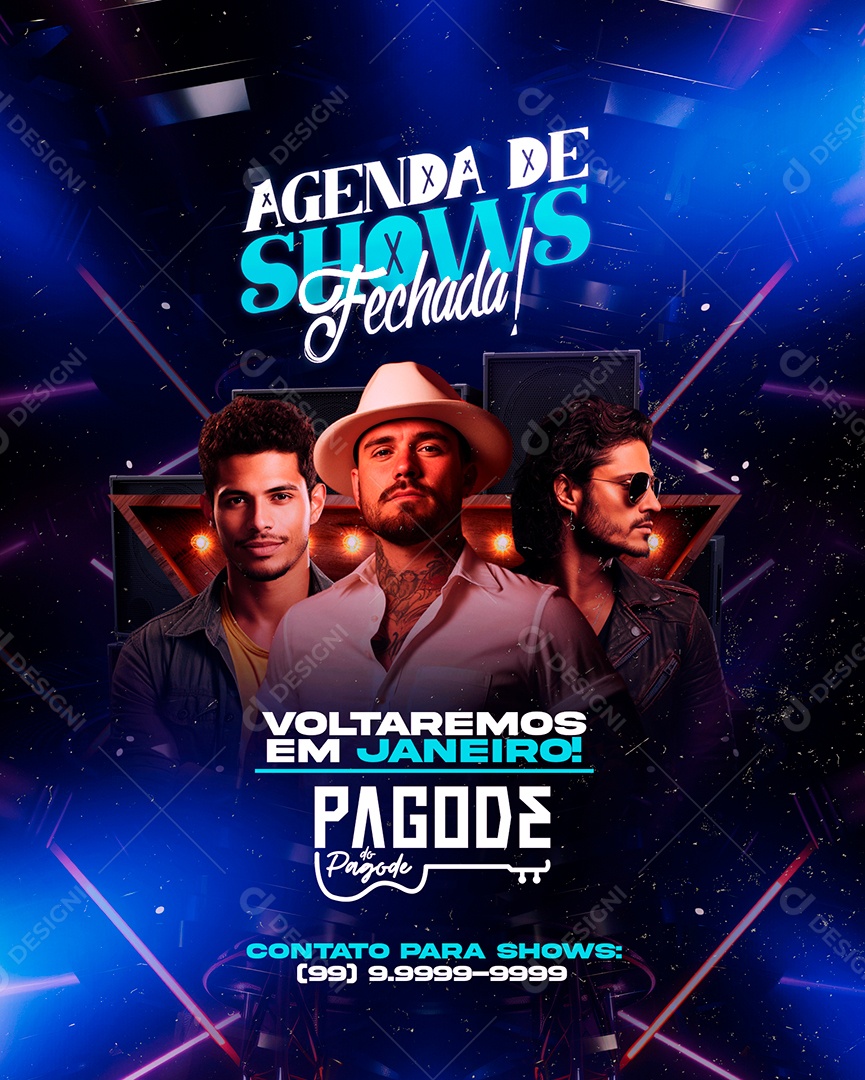 Flyer Agenda De Shows Fechada Pagode do Pagode Social Media PSD Editável