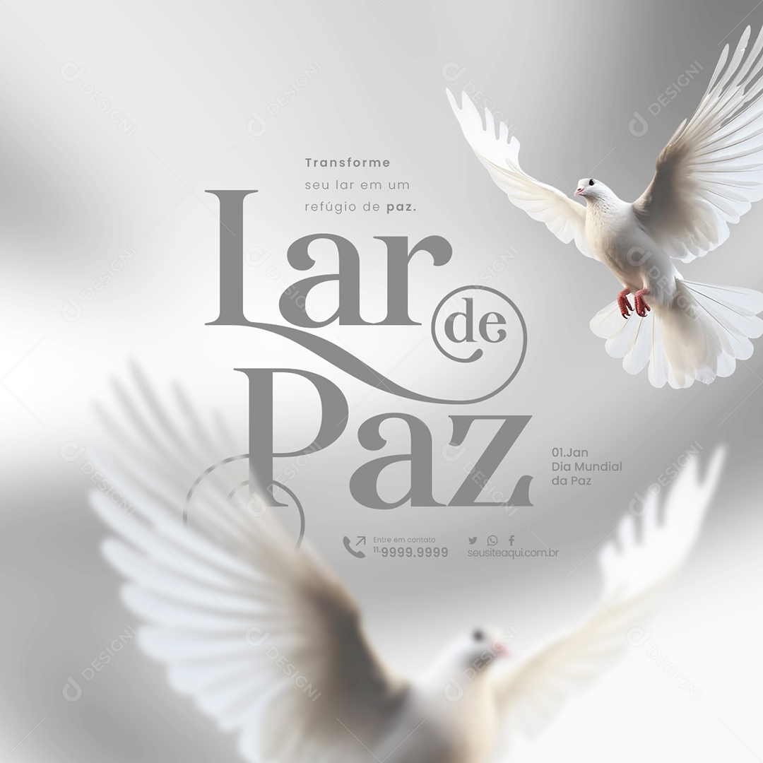Dia Mundial da Paz 1 de Janeiro Lar de Paz Social Media PSD Editável