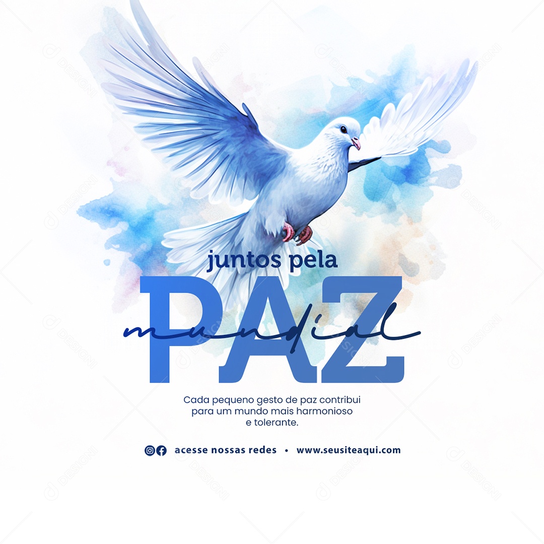 Dia Mundial da Paz 1 de Janeiro Juntos pela Paz Social Media PSD Editável